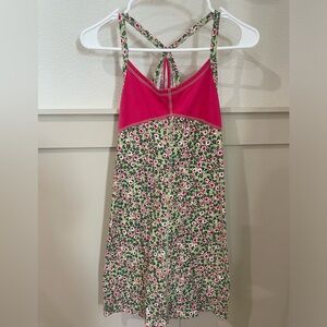 Patagonia Kids Girls Floral Pink and Green Mini Summer Dress Size Large